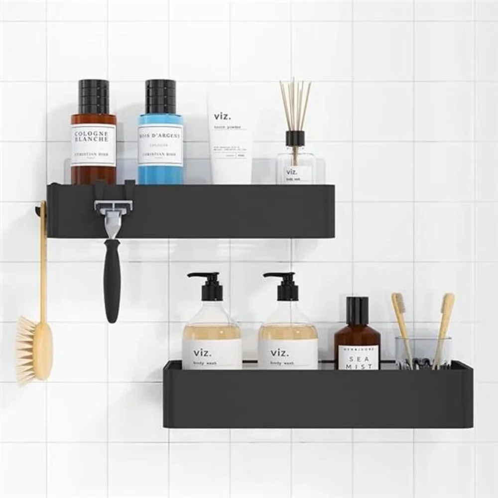 Large Shower Caddy 2 Pack Adhesive Bathroom Organizer Rustproof Stainless Steel
